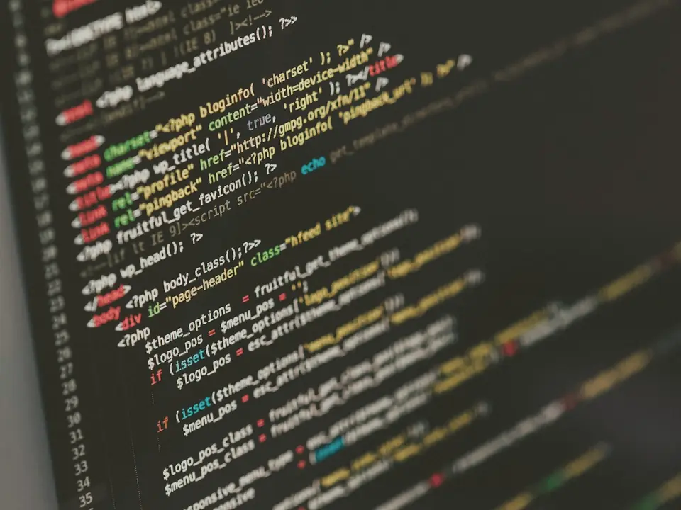 Source code on a monitor